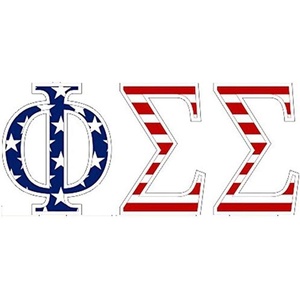 Phi Sigma Sigma American Flag Greek Letter Sticker – 2.5″ Tall