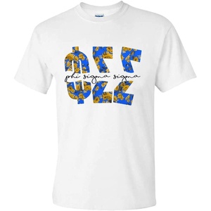 Phi Sigma Sigma Floral Big Lettered T-Shirt(White)