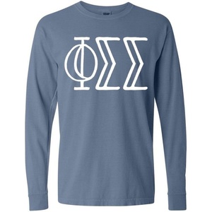 Phi Sigma Sigma Greek Long Sleeve T-Shirt(Washed Denim)