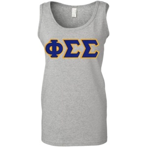 Phi Sigma Sigma Lettered Ladies Tank Top(Grey)