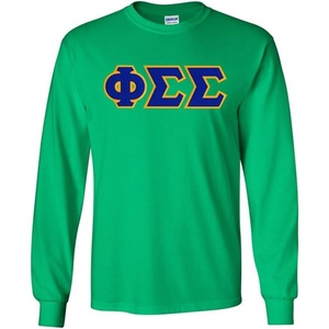 Phi Sigma Sigma Lettered Long Sleeve Tee(Irish Green)
