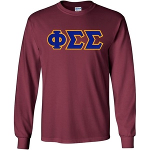 Phi Sigma Sigma Lettered Long Sleeve Tee(Maroon)
