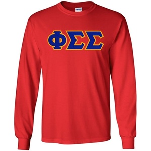 Phi Sigma Sigma Lettered Long Sleeve Tee(Red)