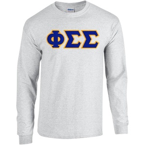 Phi Sigma Sigma Lettered Long Sleeve Tee(Sports Grey)