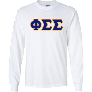Phi Sigma Sigma Lettered Long Sleeve Tee(White)
