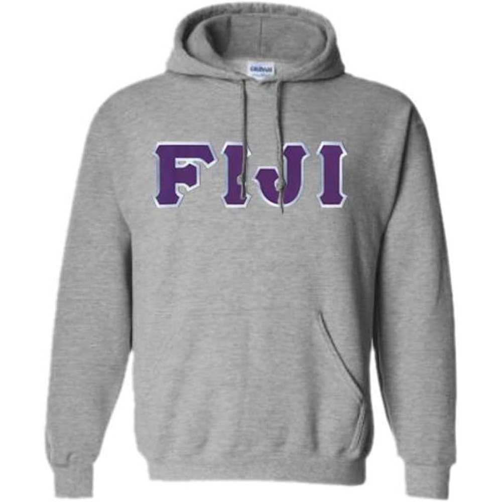 imageGreekgear FIJI Fraternity Letters Hooded SweatshirtLight Grey