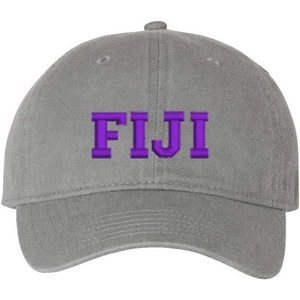 Fiji Pigment Dyed Baseball Cap(Grey W/Purple Thread Color)