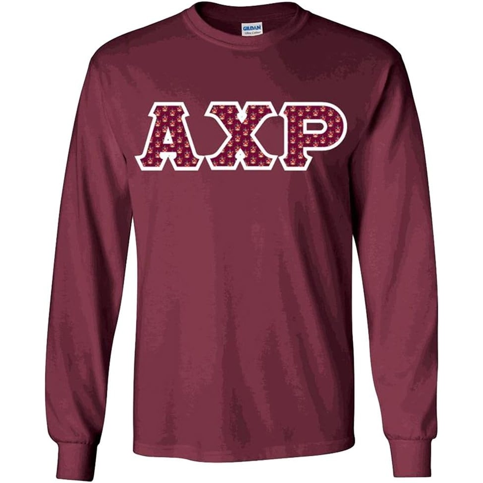 imageAlpha Chi Rho Fraternity Crest Twill Letter Longsleeve TeeMaroon