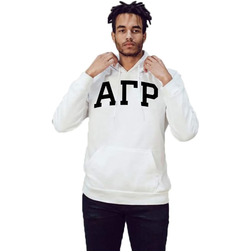 imageAlpha Gamma Rho Arched Greek Letter Hooded SweatshirtWhite