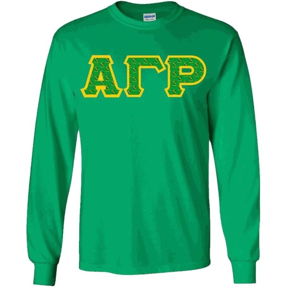 imageAlpha Gamma Rho Fraternity Crest Twill Letter Longsleeve TeeForest Green
