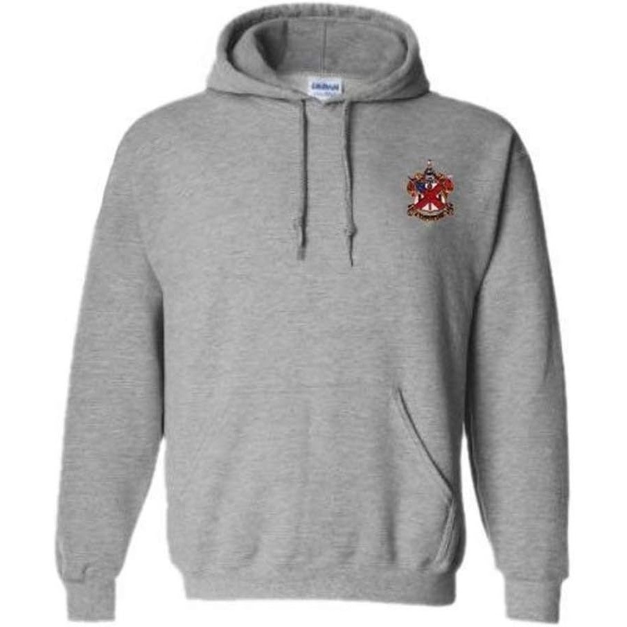 imageGreekgear Alpha Chi Rho Crest  Shield Emblem Hooded SweatshirtSports Grey