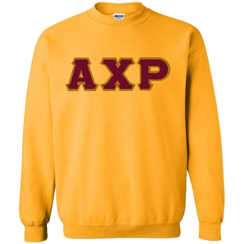 imageGreekgear Mens Alpha Chi Rho Custom Twill Crewneck SweatshirtAthletic Gold