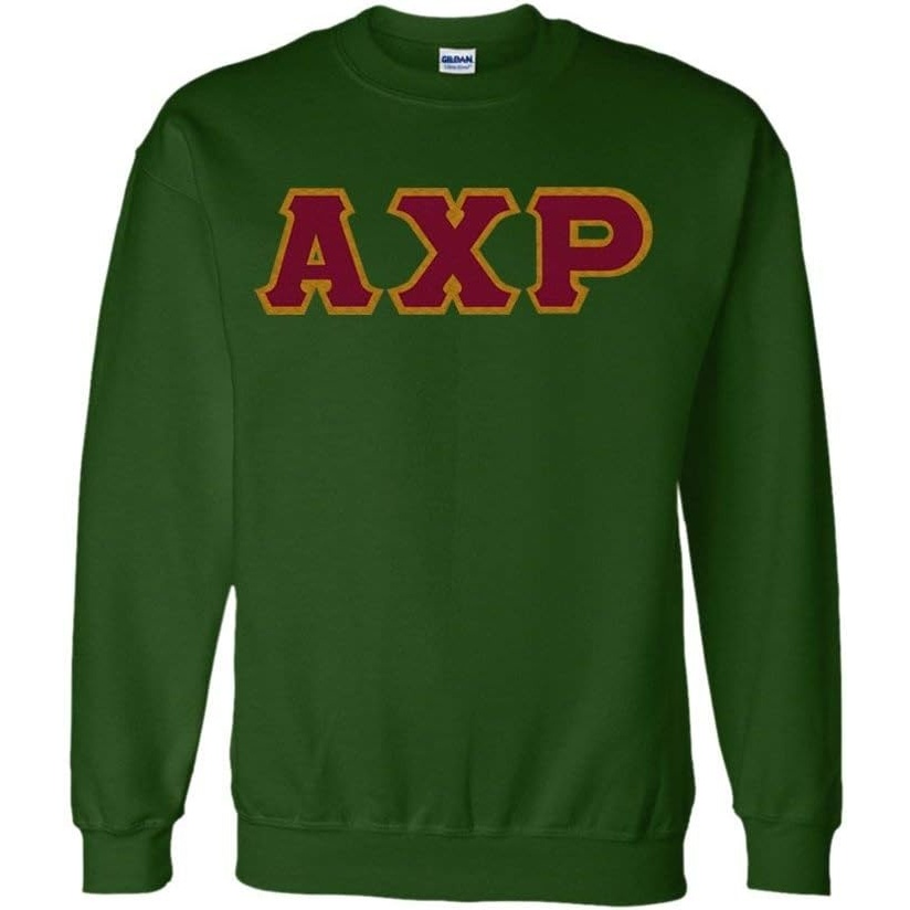 imageGreekgear Mens Alpha Chi Rho Custom Twill Crewneck SweatshirtForest Green
