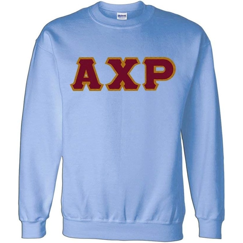 imageGreekgear Mens Alpha Chi Rho Custom Twill Crewneck SweatshirtLight Blue