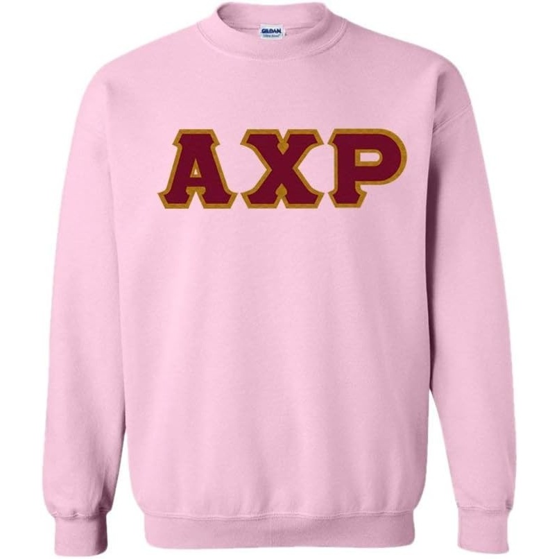 imageGreekgear Mens Alpha Chi Rho Custom Twill Crewneck SweatshirtLight Pink