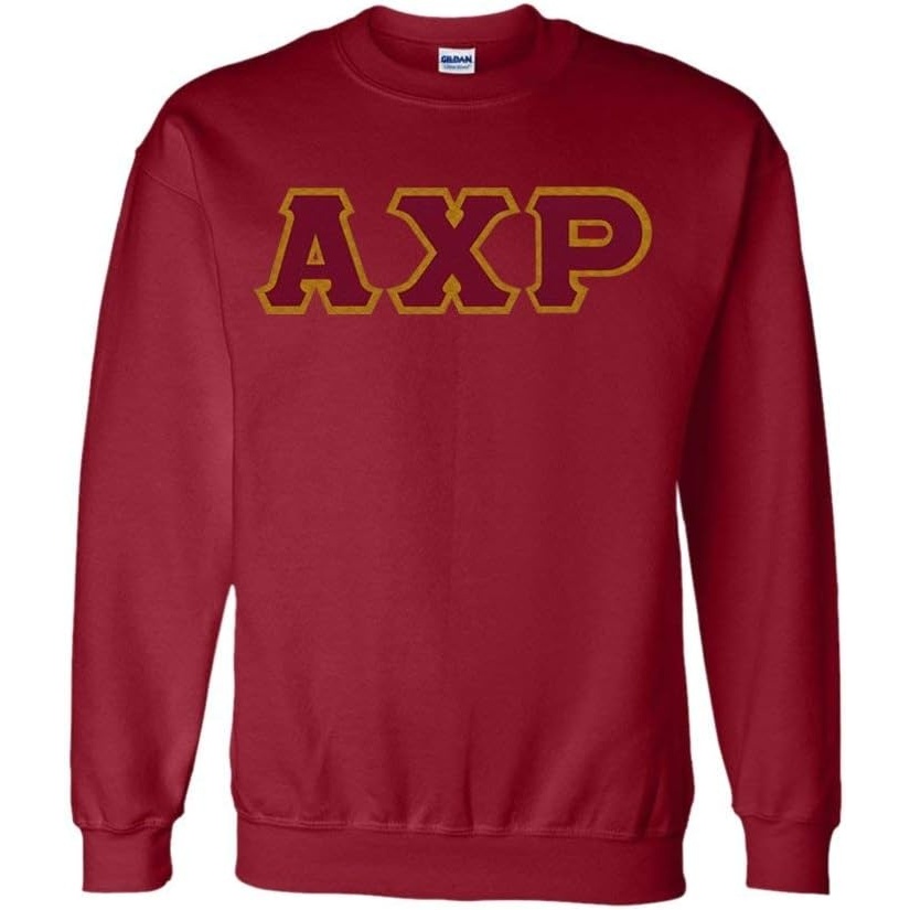 imageGreekgear Mens Alpha Chi Rho Custom Twill Crewneck SweatshirtMaroon