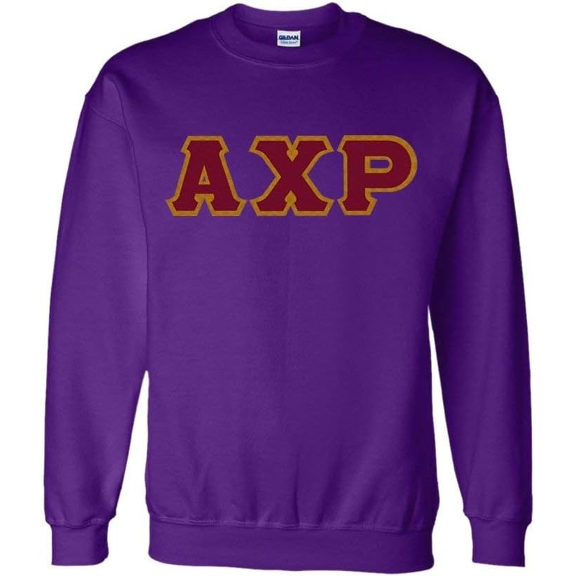 imageGreekgear Mens Alpha Chi Rho Custom Twill Crewneck SweatshirtPurple