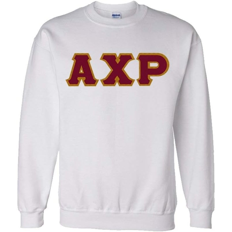 imageGreekgear Mens Alpha Chi Rho Custom Twill Crewneck SweatshirtWhite