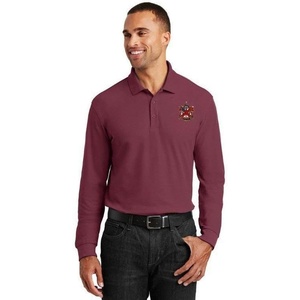 Alpha Chi Rho Crest – Shield Emblem Long Sleeve Polo(Maroon)