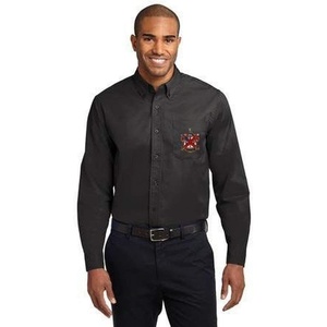 Alpha Chi Rho Crest – Shield Long Sleeve Oxford(Black/Light Stone)