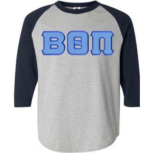 Greekgear Beta Theta Pi Lettered Raglan T-Shirt(Grey W/Navy)