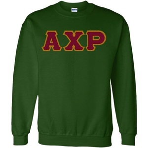 Greekgear Men’s Alpha Chi Rho Custom Twill Crewneck Sweatshirt(Forest Green)