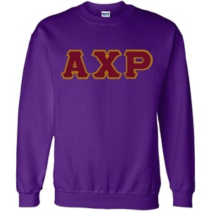 Greekgear Men’s Alpha Chi Rho Custom Twill Crewneck Sweatshirt(Purple)