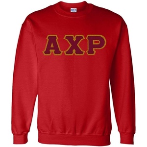Greekgear Men’s Alpha Chi Rho Custom Twill Crewneck Sweatshirt(Red)