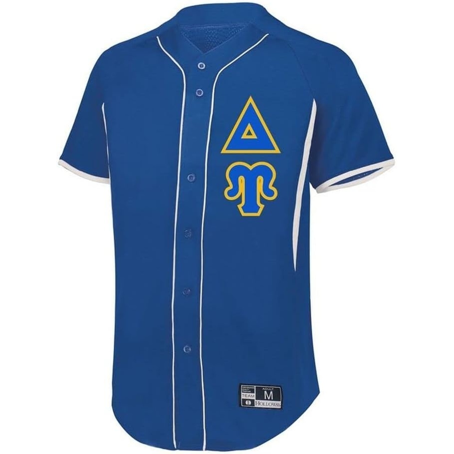 imageDelta Upsilon DU Lettered Baseball JerseyRoyalWhite