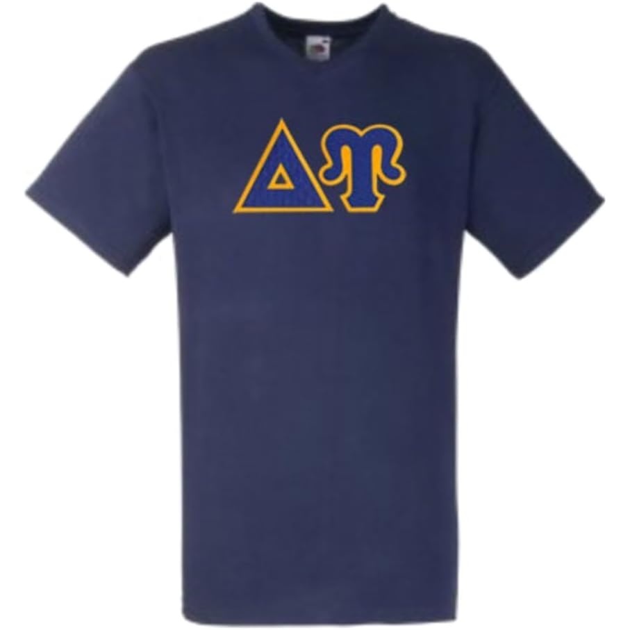 imageDelta Upsilon DU Lettered VNeck TShirtNavy Blue