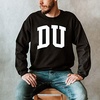 Greekgear Men’s Delta Upsilon DU BIG TEXT Crewneck Sweatshirt Black(Black)
