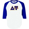 Delta Upsilon Lettered Raglan T-Shirt(White W/Royal Blue)