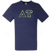 Greekgear Delta Upsilon DU Lettered V-Neck T-Shirt(Navy Blue)