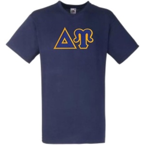 Delta Upsilon DU Lettered V-Neck T-Shirt(Navy Blue)