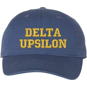 Delta Upsilon DU Pigment Dyed Baseball Cap(Navy W/Light Gold Thread Color)
