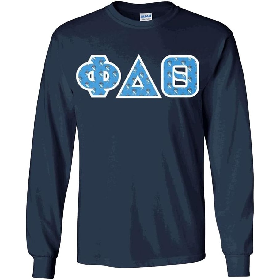 image:imagePhi Delta Theta Fraternity Crest Twill Letter Longsleeve TeeNavy Blue