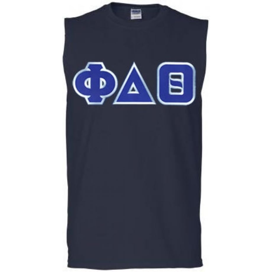 image:imagePhi Delta Theta Lettered Sleeveless TeeNavy Blue