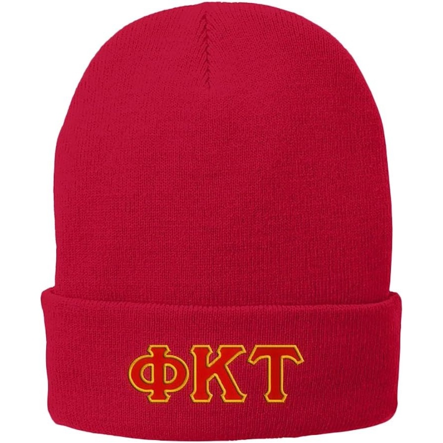 image:imagePhi Kappa Tau Big Greek Lettered Knit CapAthletic Red