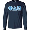Phi Delta Theta Fraternity Crest Twill Letter Longsleeve Tee(Navy Blue)