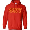 Phi Kappa Tau Fraternity Crest Twill Letter Hooded Sweatshirt(Red)
