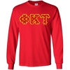 Phi Kappa Tau Fraternity Crest Twill Letter Longsleeve Tee(Red)