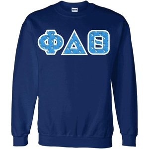 Greekgear Phi Delta Theta Fraternity Crest Twill Letter Crewneck Sweatshirt(Navy Blue)