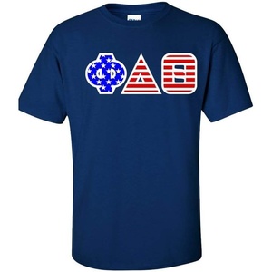 Phi Delta Theta Greek Letter American Flag Tee(Royal Blue)