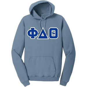 Phi Delta Theta Pigment-Dyed Lettered Hooded Sweatshirt(Mist)
