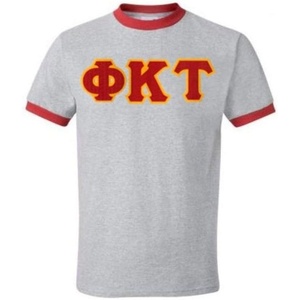 Phi Kappa Tau Lettered Ringer Shirt(Athletic Heather/Red)