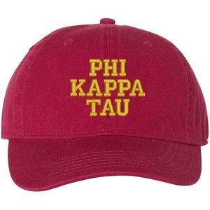 Phi Kappa Tau Pigment Dyed Baseball Cap(Brick W/Light Blue Thread Color)