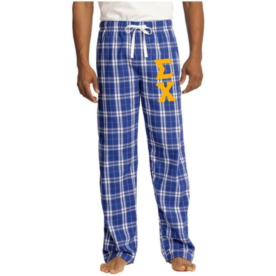 image:imageGreekgear Sigma Chi Flannel Plaid Pant  PJsRoyal Blue