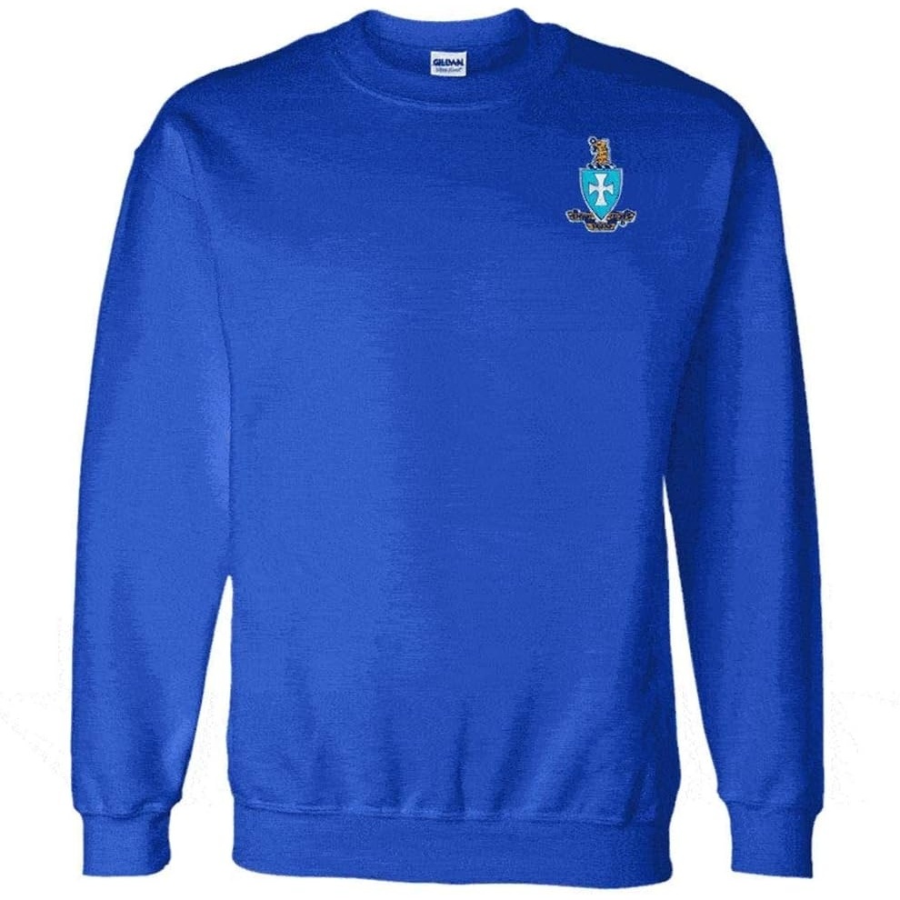 image:imageGreekgear Sigma Chi World Famous Crest Shield PATCH Crewneck SweatshirtRoyal Blue