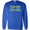 Greekgear Sigma Chi Fraternity Crest Twill Letter Crewneck Sweatshirt(Royal Blue)