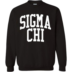Greekgear Men’s Sigma Chi BIG TEXT Crewneck Sweatshirt Black(Black)